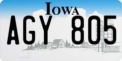 IA license plate AGY805