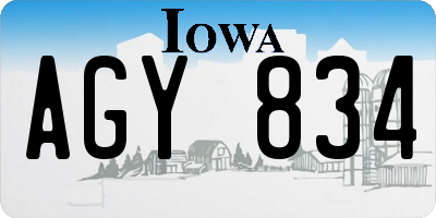 IA license plate AGY834