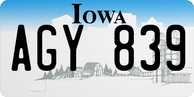 IA license plate AGY839