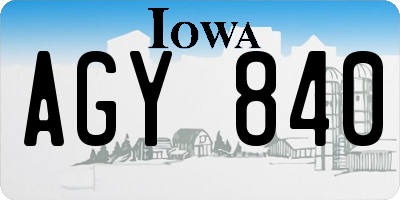 IA license plate AGY840