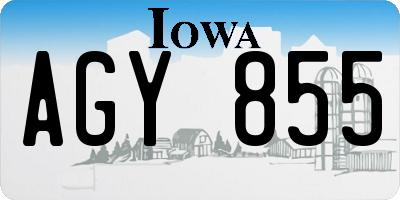 IA license plate AGY855