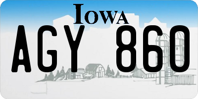 IA license plate AGY860