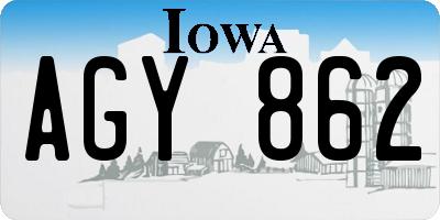 IA license plate AGY862