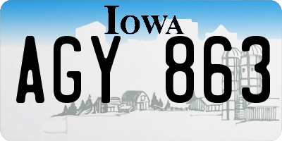 IA license plate AGY863