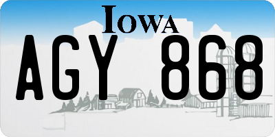 IA license plate AGY868