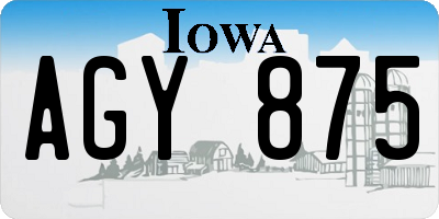 IA license plate AGY875