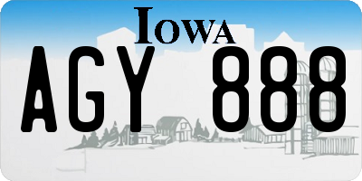 IA license plate AGY888