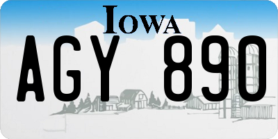 IA license plate AGY890