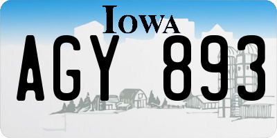 IA license plate AGY893