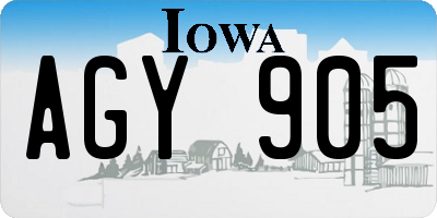 IA license plate AGY905