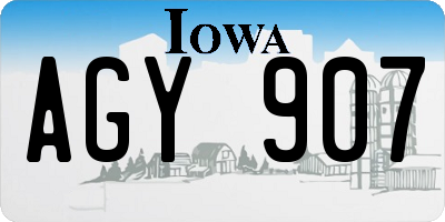 IA license plate AGY907