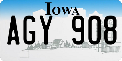 IA license plate AGY908