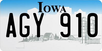 IA license plate AGY910