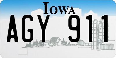 IA license plate AGY911