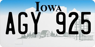 IA license plate AGY925
