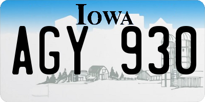 IA license plate AGY930