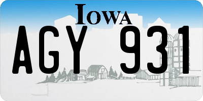 IA license plate AGY931