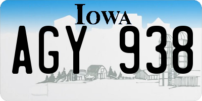 IA license plate AGY938
