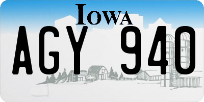 IA license plate AGY940