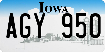 IA license plate AGY950