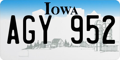 IA license plate AGY952