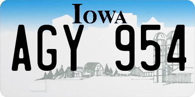 IA license plate AGY954