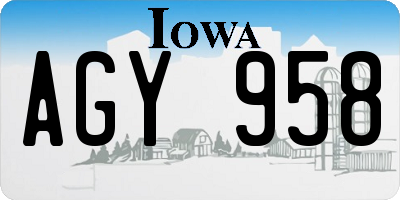 IA license plate AGY958