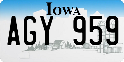 IA license plate AGY959