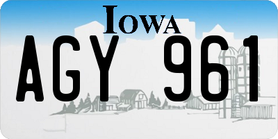 IA license plate AGY961