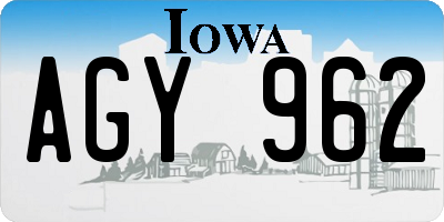 IA license plate AGY962