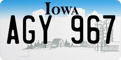 IA license plate AGY967