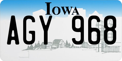 IA license plate AGY968