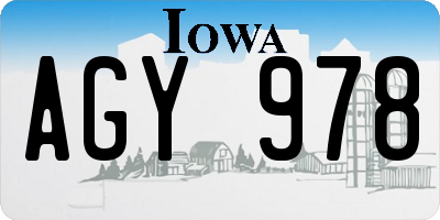IA license plate AGY978