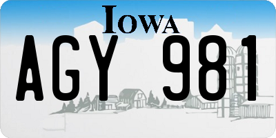 IA license plate AGY981