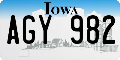 IA license plate AGY982