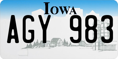 IA license plate AGY983