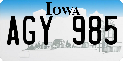 IA license plate AGY985