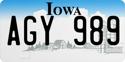 IA license plate AGY989