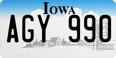 IA license plate AGY990