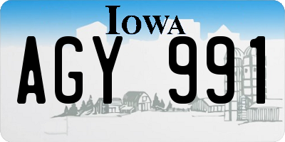 IA license plate AGY991