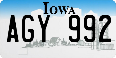 IA license plate AGY992
