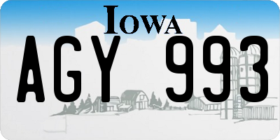 IA license plate AGY993