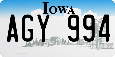 IA license plate AGY994