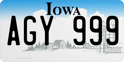 IA license plate AGY999