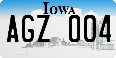 IA license plate AGZ004