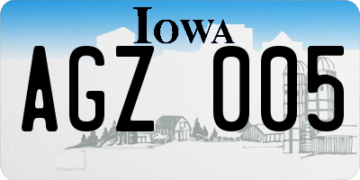 IA license plate AGZ005
