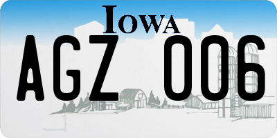 IA license plate AGZ006