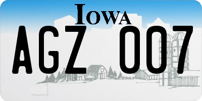 IA license plate AGZ007