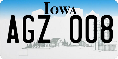 IA license plate AGZ008
