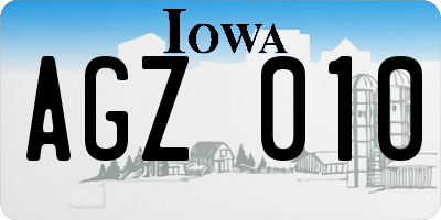 IA license plate AGZ010